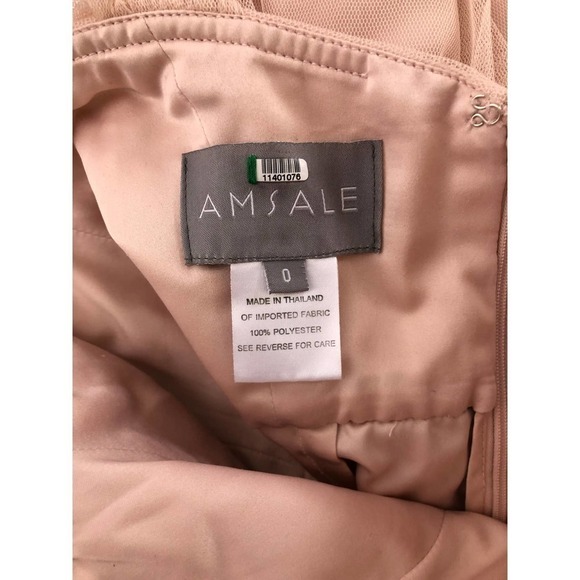 Amsale Aisha Gown Blush Halter Neckline Chiffon US 0 - Picture 9 of 12